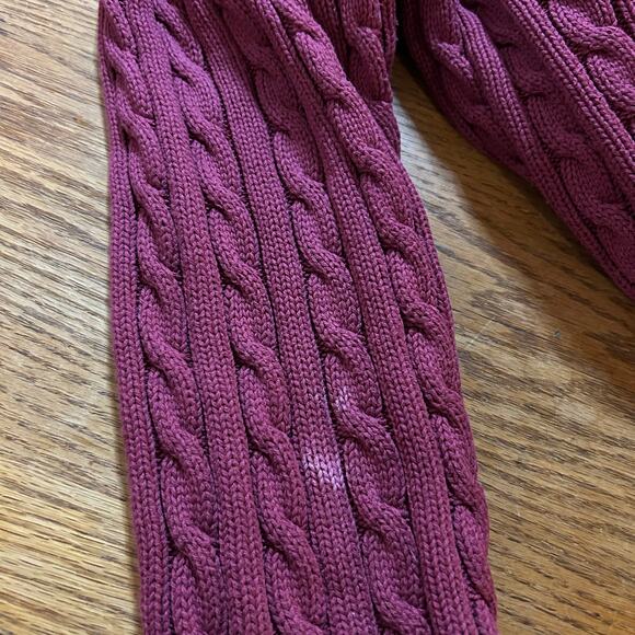 Vintage L.L. Bean Red Cable Knit Fisherman Sweater Size Large Crewneck Cotton - Picture 5 of 5